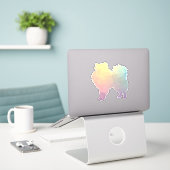 Amerikaans Eskimo Dog Geometric Pattern Silhouette Sticker (Laptop op bureau)