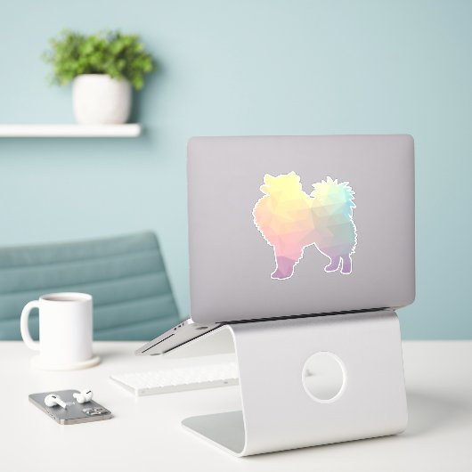 Amerikaans Eskimo Dog Geometric Pattern Silhouette Sticker (Laptop op bureau)