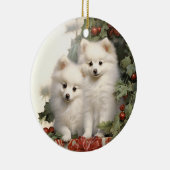 Amerikaans Eskimo Dog Keramisch Ornament (Rechts)