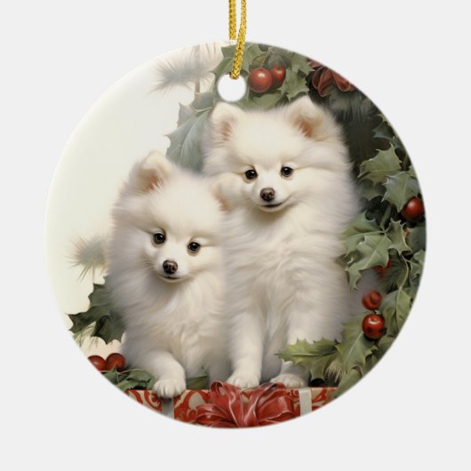 Amerikaans Eskimo Dog Keramisch Ornament (Voorkant)