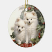 Amerikaans Eskimo Dog Keramisch Ornament (Links)
