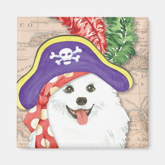 Amerikaans Eskimo Dog Pirate Magnet (Voorkant)