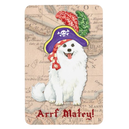 Amerikaans Eskimo Dog Pirate Magnet Magneet (Verticaal)