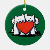 Amerikaans Eskimo Heartfelt Duo-Ornament Keramisch Ornament (Voorkant)