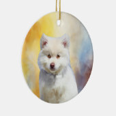 Amerikaans Eskimo Hond Art Portret Keramisch Ornament (Rechts)
