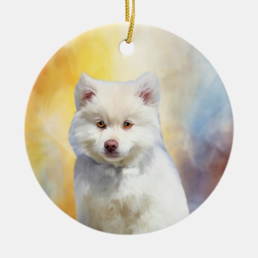 Amerikaans Eskimo Hond Art Portret Keramisch Ornament (Voorkant)