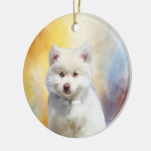 Amerikaans Eskimo Hond Art Portret Keramisch Ornament (Links)