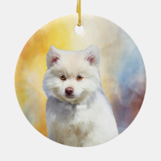 Amerikaans Eskimo Hond Art Portret Keramisch Ornament (Achterkant)