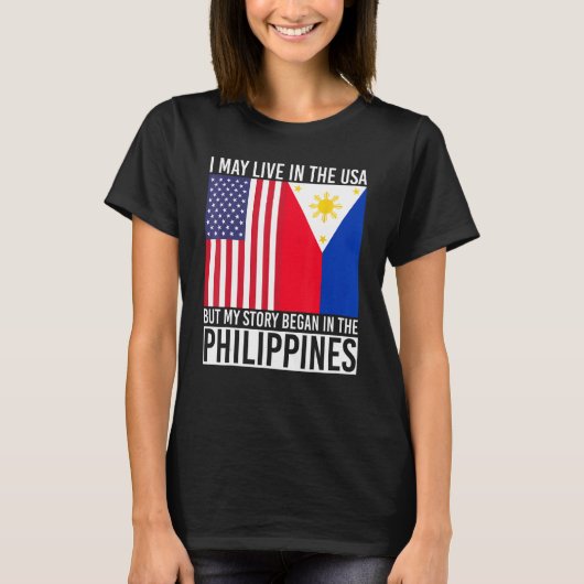 Amerikaans Filipijns Filipijns Erfgoed VS Vlag Phi T-shirt (Voorkant)