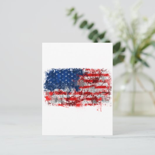 Amerikaans FLag Graffiti Briefkaart (Staand voorkant)