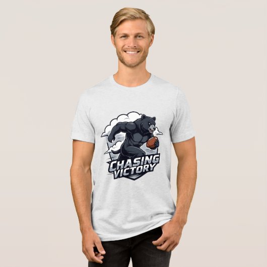 Amerikaans Football achtervolgt zege Tri-Blend Shirt (Voorkant volledig)