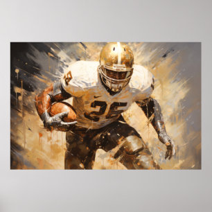Amerikaans Football Actie Sport Schilderen Abstrac Poster