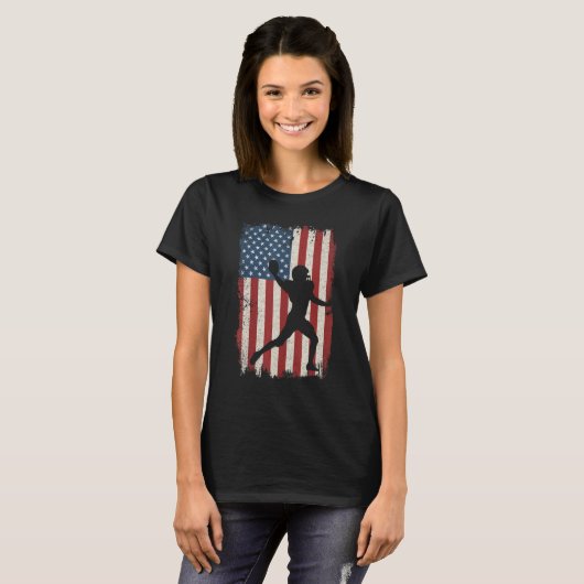 Amerikaans Football Amerikaanse vlag Lineman Playe T-shirt (Voorkant volledig)