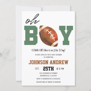 Amerikaans football Baby shower Kaart