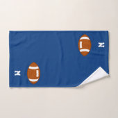 Amerikaans Football Ball & Monogram op Royal Blue Bad Handdoek (Handdoek)