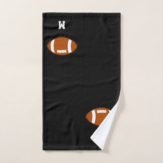 Amerikaans Football Ball & Monogram op zwart Bad Handdoek (Handdoek)