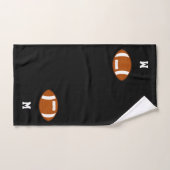 Amerikaans Football Ball & Monogram op zwart Bad Handdoek (Handdoek)