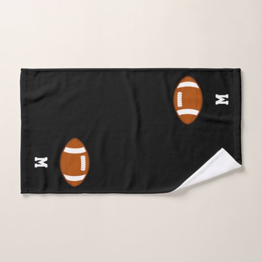 Amerikaans Football Ball & Monogram op zwart Bad Handdoek (Handdoek)