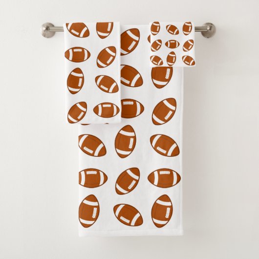 Amerikaans Football Ball Pattern op Wit Bad Handdoek (Insitu)