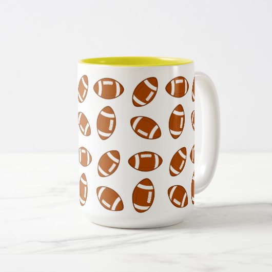 Amerikaans Football Ball Pattern op Wit Tweekleurige Koffiemok (Voorkant rechts)