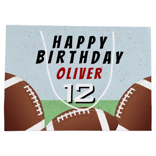 Amerikaans Football Balls Kinder Happy Birthday Groot Cadeauzakje (Achterkant)