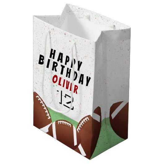 Amerikaans Football Balls Kinder Happy Birthday Medium Cadeauzakje (Voorkant Gekanteld)