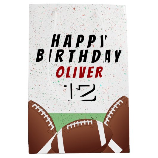 Amerikaans Football Balls Kinder Happy Birthday Medium Cadeauzakje (Voorkant)