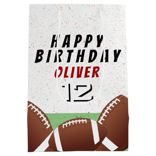 Amerikaans Football Balls Kinder Happy Birthday Medium Cadeauzakje (Achterkant)