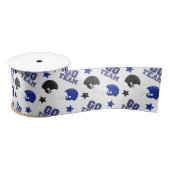 Amerikaans Football Blauw en Zwart Patronen Satijnen Lint (Spoel)