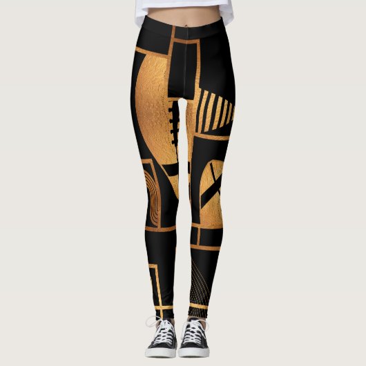 Amerikaans Football Bronze Geometric Abstract Leggings (Voorkant)