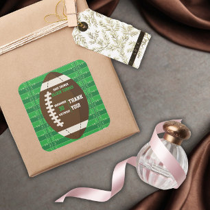 Amerikaans Football Bruin & Groen Kleur Baby showe Vierkante Sticker