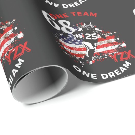 Amerikaans football, één team één droom cadeaupapier (Rol Hoek)