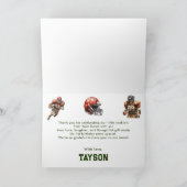 Amerikaans Football Eerste Jaar Down 1st Verjaarda Bedankkaart (Binnen)