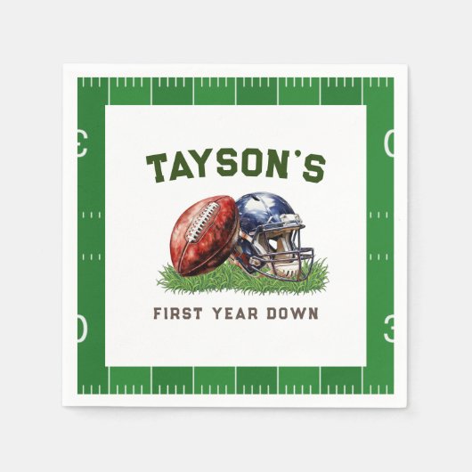 Amerikaans Football Eerste Jaar Down 1st Verjaarda Servet (Voorkant)