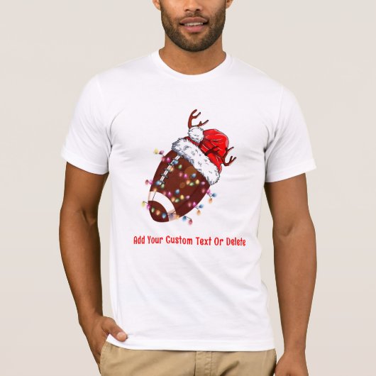 Amerikaans Football ELF Santa Hat Kerstlicht T-shirt (Voorkant)