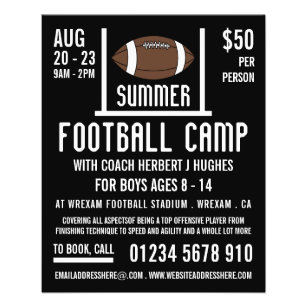 Amerikaans Football- en Goal Football Camp Adverte Flyer
