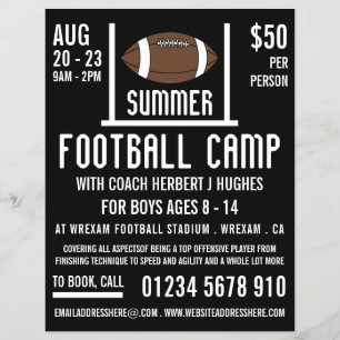 Amerikaans Football- en Goal Football Camp Adverte Flyer