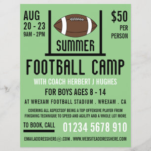 Amerikaans Football- en Goal Football Camp Adverte Flyer