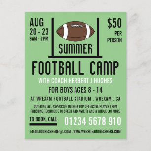 Amerikaans Football- en Goal Football Camp Adverte Flyer