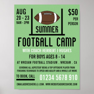 Amerikaans Football- en Goal Football Camp Adverte Poster