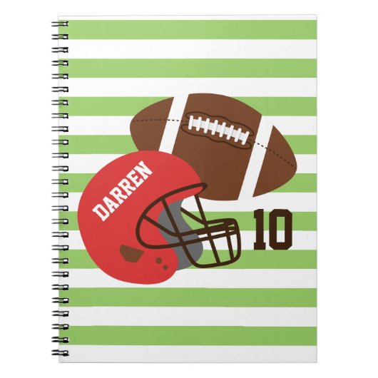 Amerikaans Football en Red Helmet Notitieboek (Voorkant)