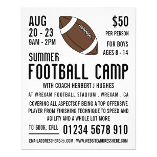 Amerikaans Football, Football Camp Adverteren Flyer