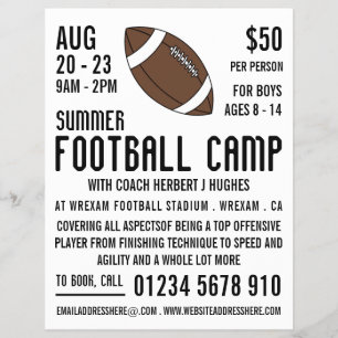 Amerikaans Football, Football Camp Adverteren Flyer