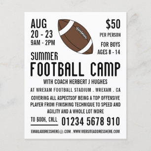 Amerikaans Football, Football Camp Adverteren Flyer