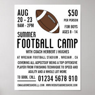 Amerikaans Football, Football Camp Adverteren Poster