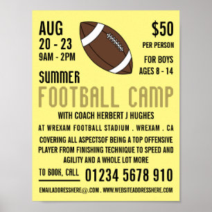 Amerikaans Football, Football Camp Adverteren Poster