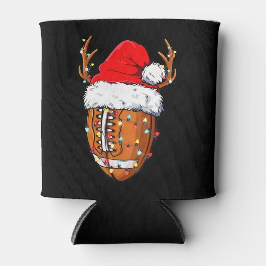 Amerikaans Football kerstFootball Santa Hat Spo Blikjeskoeler (Voorkant)