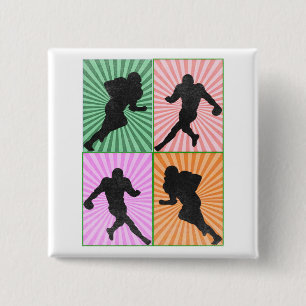 Amerikaans football kunstwerk voor liefhebbers van vierkante button 5,1 cm