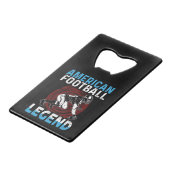 Amerikaans Football Legend Creditkaart Flessenopener (Achterkant Gekanteld)