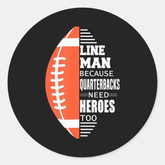 Amerikaans Football Lineman omdat Quarterbacks Ronde Sticker (Voorkant)